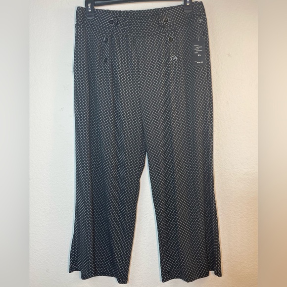 ROBERT LOUIS WOMEN'S Pull on PALAZZO PANTS sailor black white wide leg XL New - Picture 1 of 14